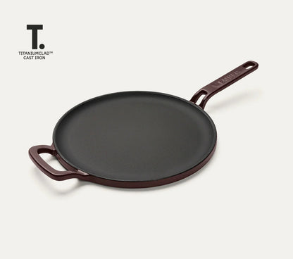 Ember TitaniumClad Ti-Enamel Cast Iron Tawa 27cm No-Season Rust-Proof