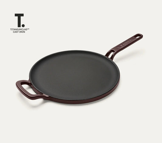 Ember TitaniumClad Ti-Enamel Cast Iron Tawa 27cm No-Season Rust-Proof