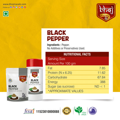 Black Pepper Powder ( Kali Mirchi)– PET JAR 500g (Net 450g)