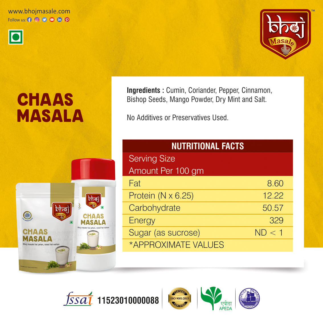 Chaas Masala - PET JAR 500g (Net wt 450g)