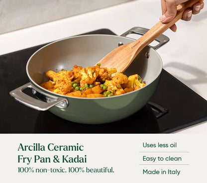 Ember Cookware Set of 3 SS (Frypan+Kadai with Glass Lid+Eggpan) with 3 Kitchen Tools