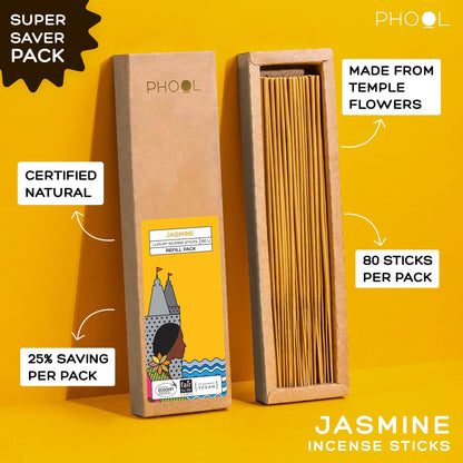 Phool Natural Incense Sticks Refill Pack Jasmine - 80 Sticks