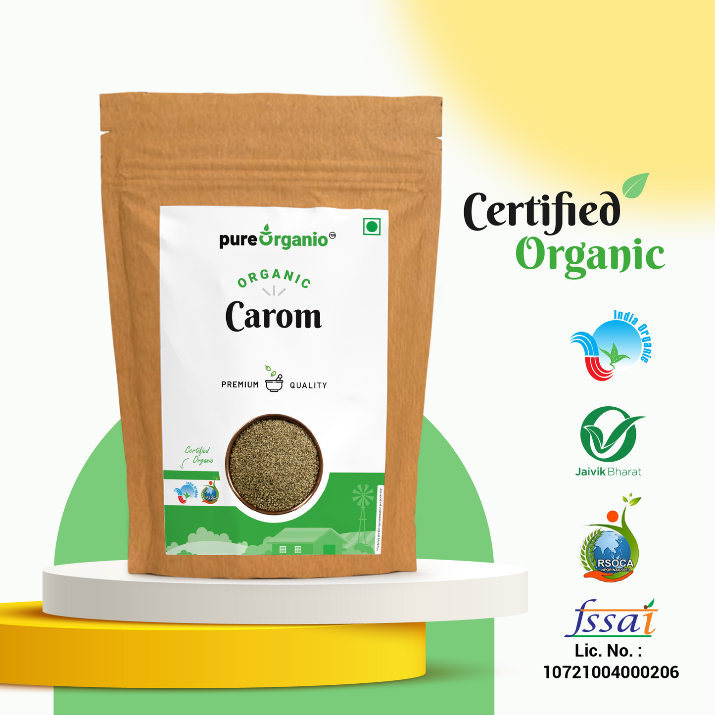 Pure Organio Organic Carom Ajwain Seeds