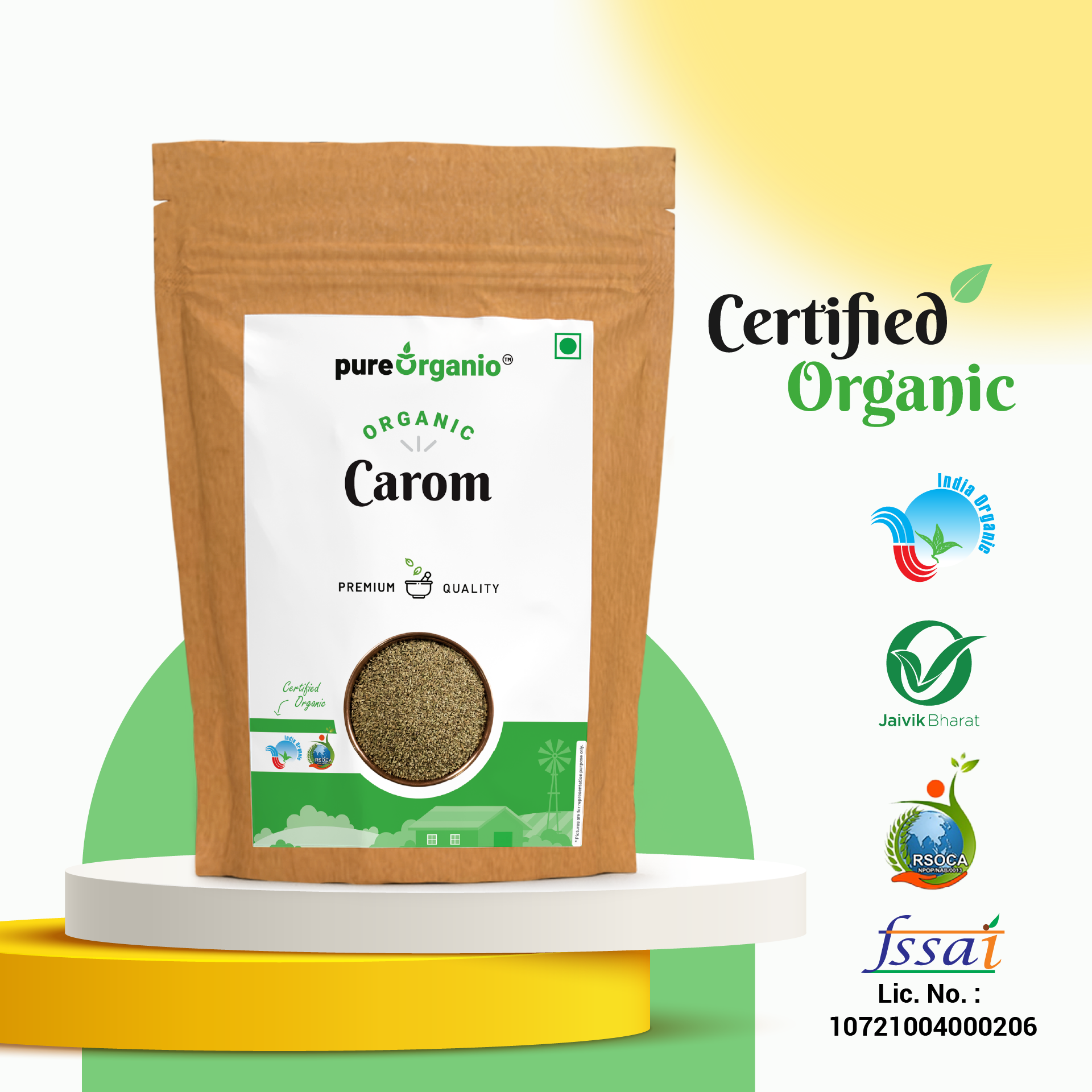 Pure Organio Organic Carom Ajwain Seeds