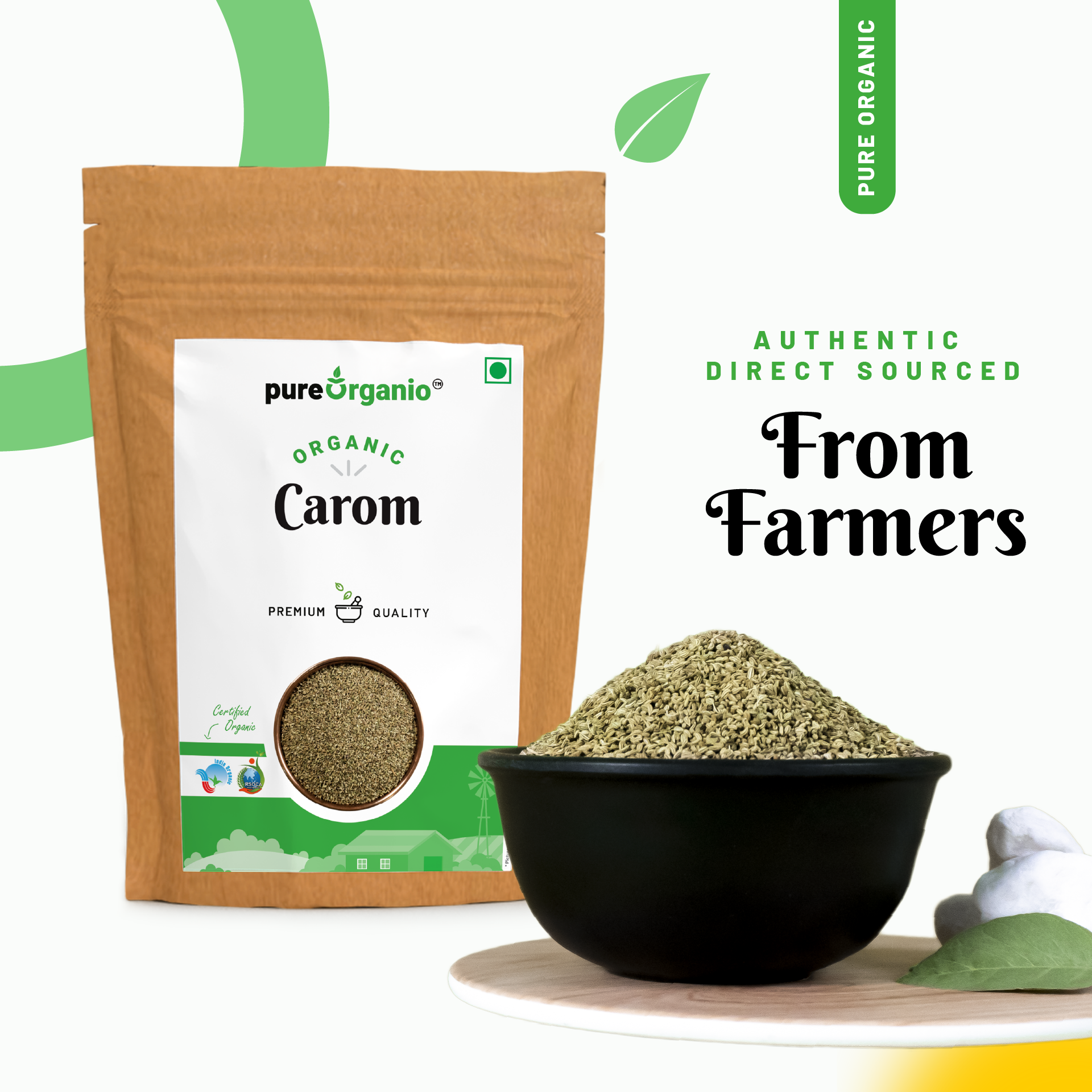 Pure Organio Organic Carom Ajwain Seeds