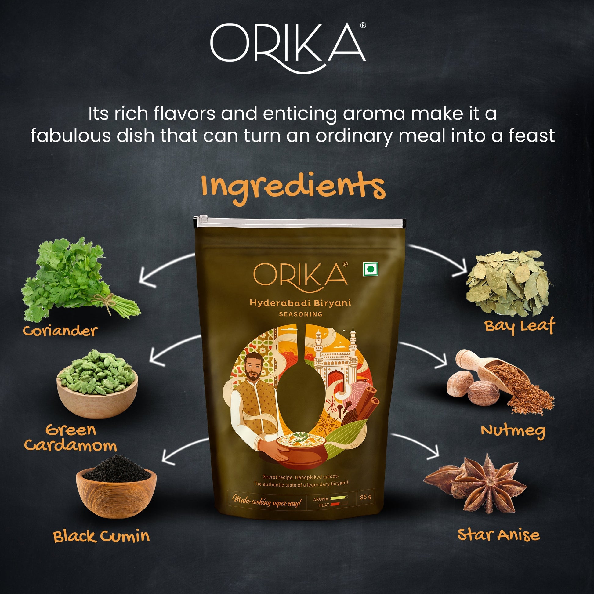 Orika Hyderabadi Biryani, Pack of 2, 85g/each