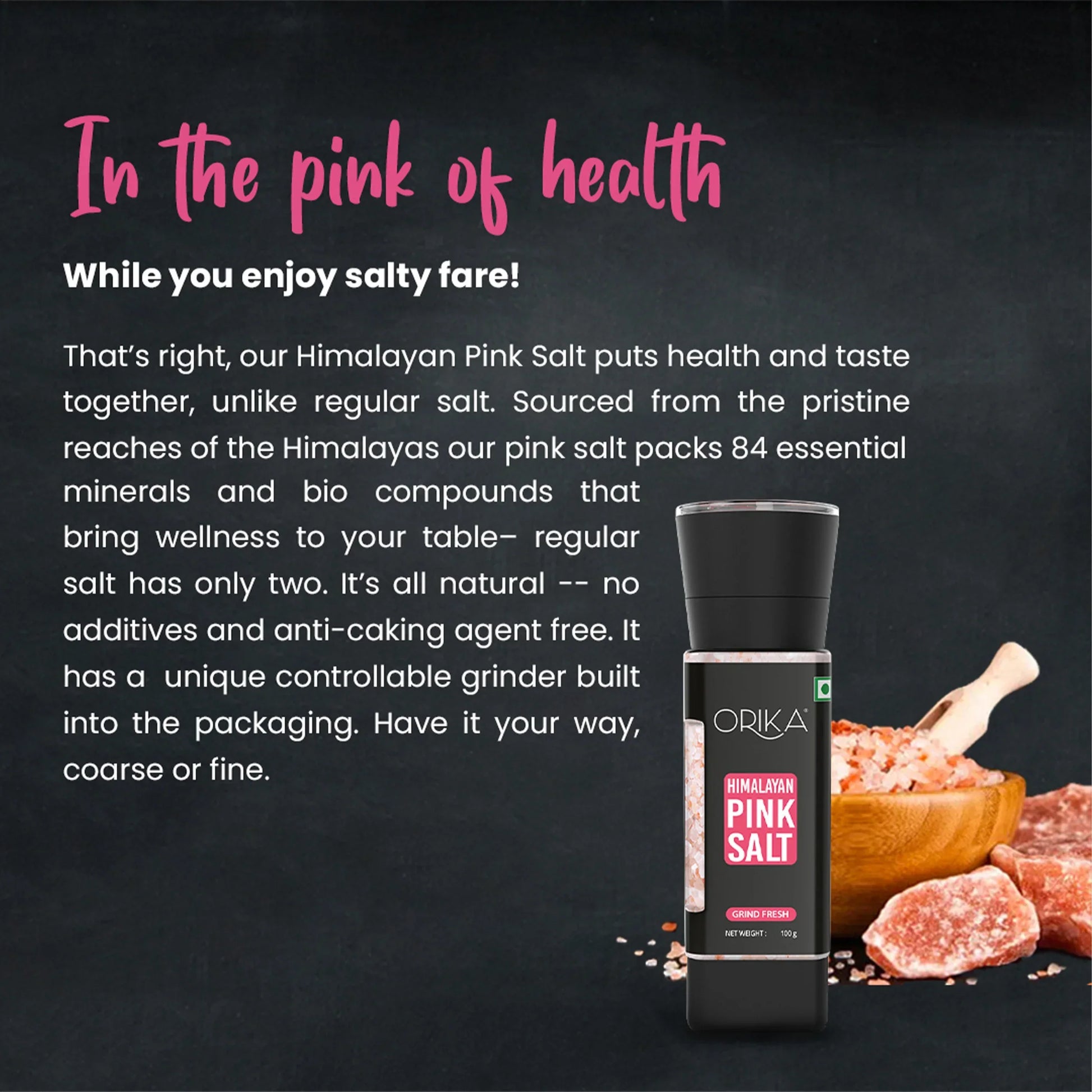 Orika Himalayan Pink Salt Grinder, 100gm