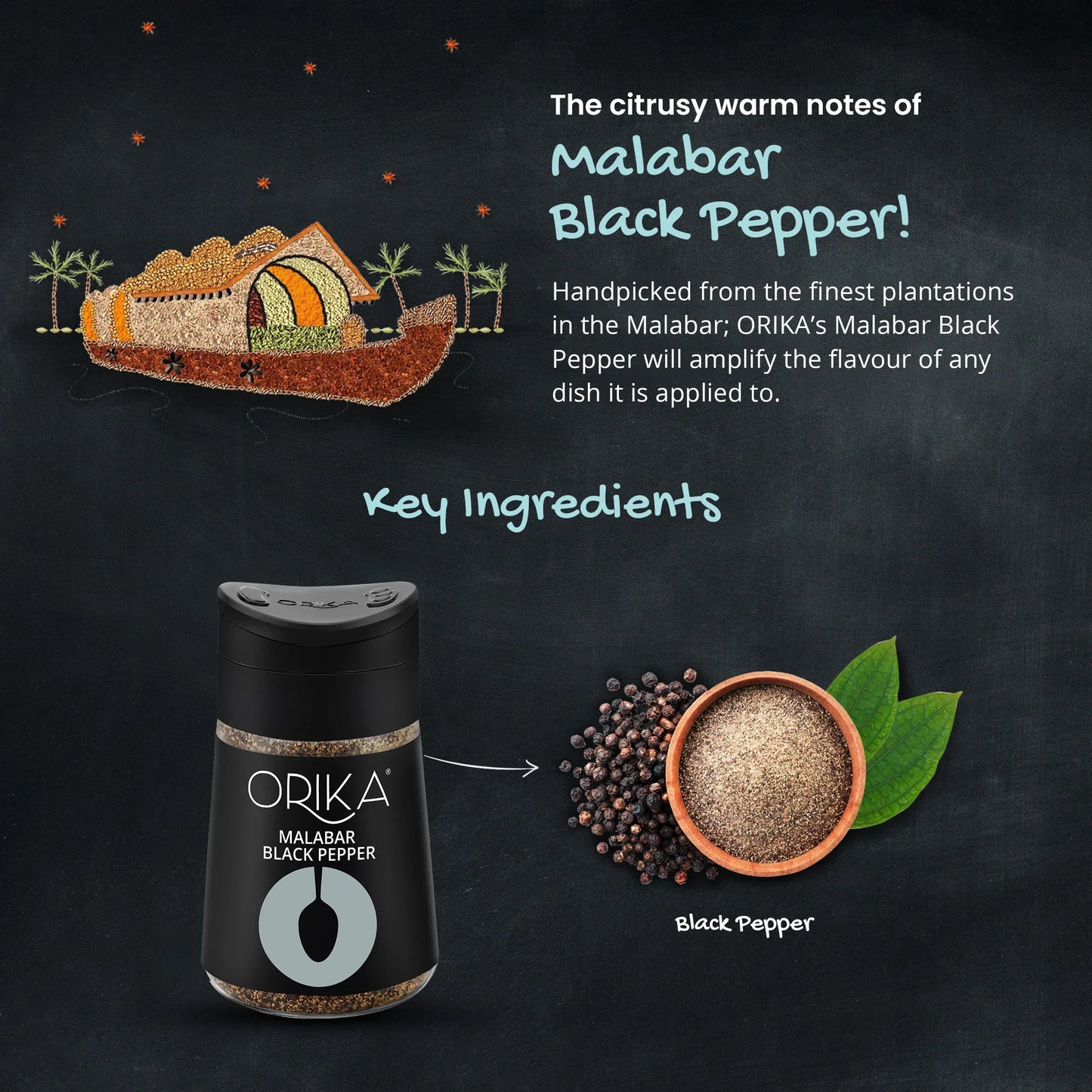Orika Malabar Black Pepper, 80gm