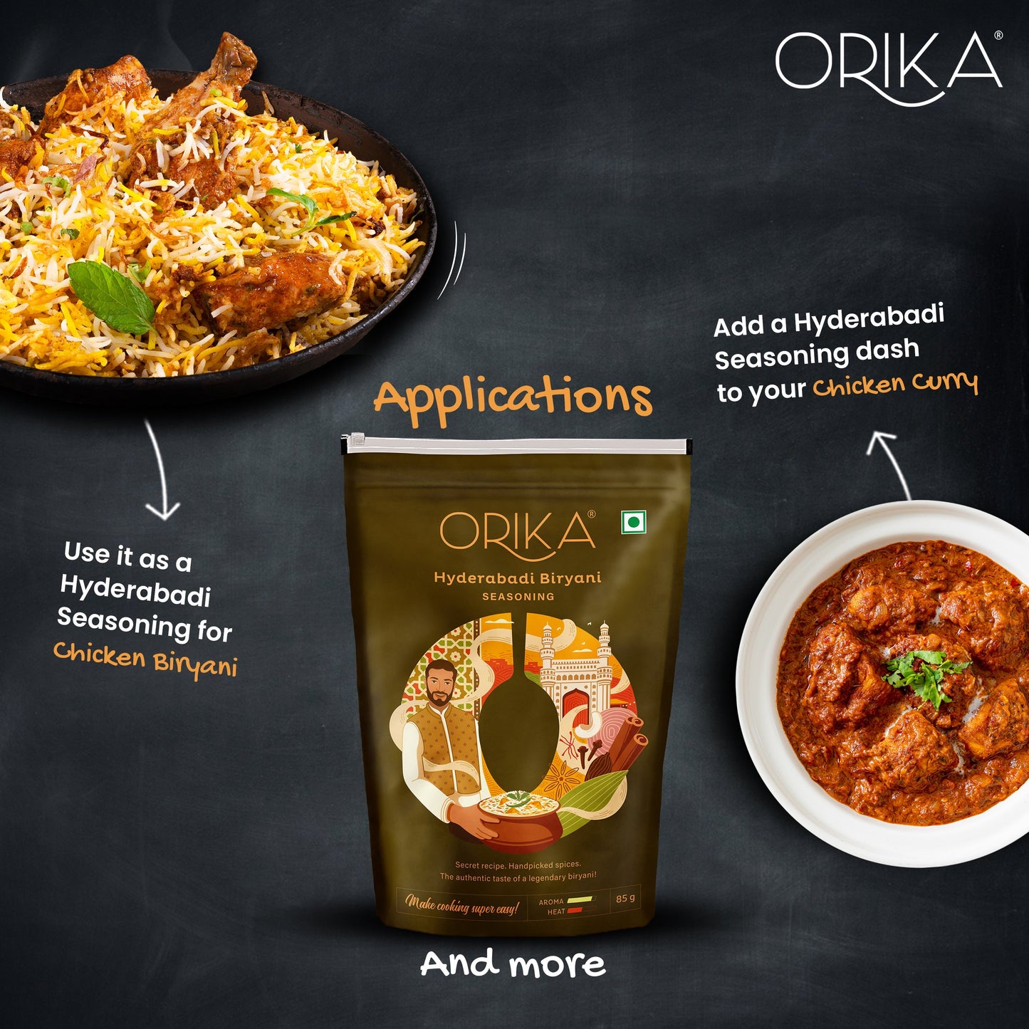 Orika Hyderabadi Biryani, Pack of 2, 85g/each