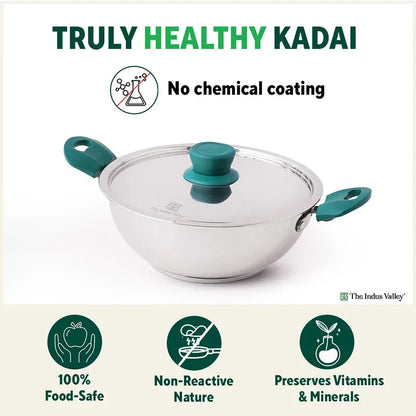 The Indus Valley Stainless Steel Capsule Bottom Kadai