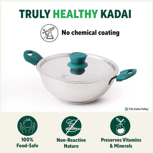 The Indus Valley Stainless Steel Capsule Bottom Kadai