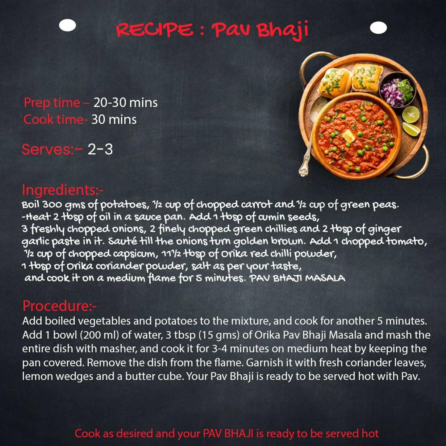 Orika Pav Bhaji Masala, 100gm