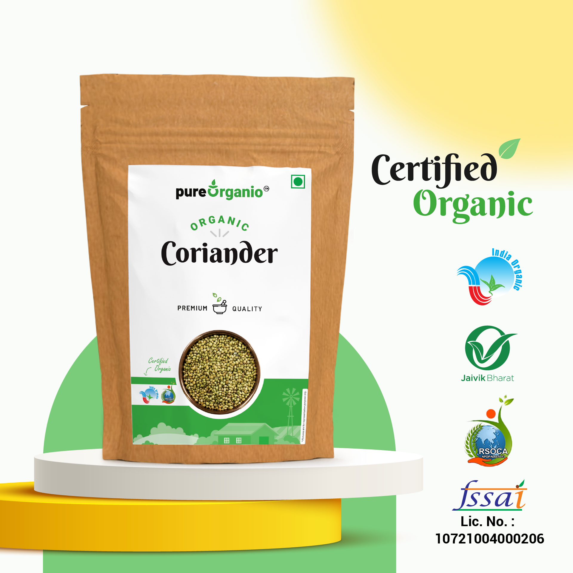 Pure Organio Organic Coriander Seeds sabut dhaniya