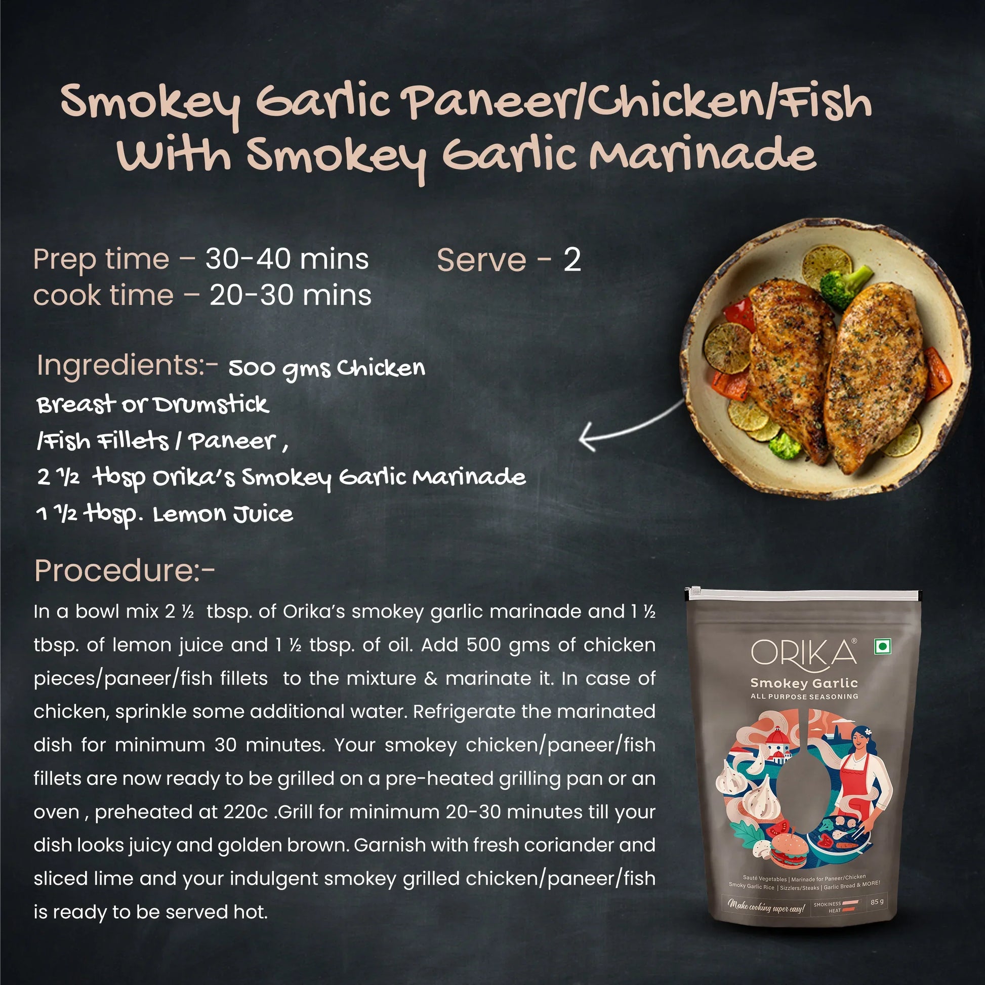 Orika Smokey Garlic All Purpose Seasoning, Pack of 2, 85g/each