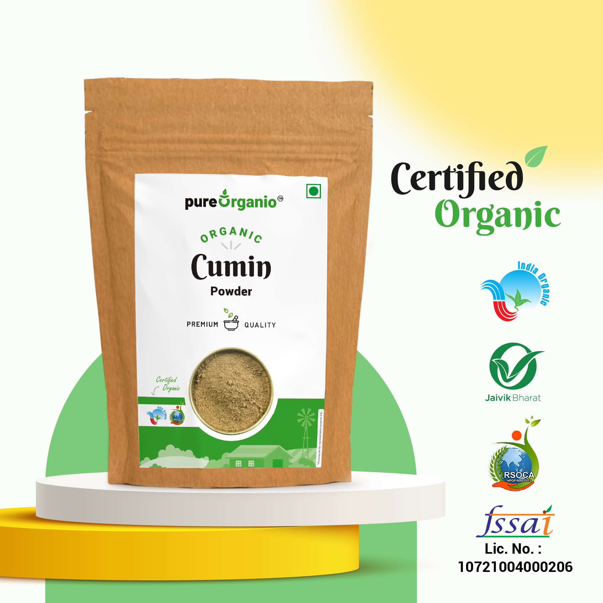 Pure Organio Organic Cumin Powder Jeera Powder