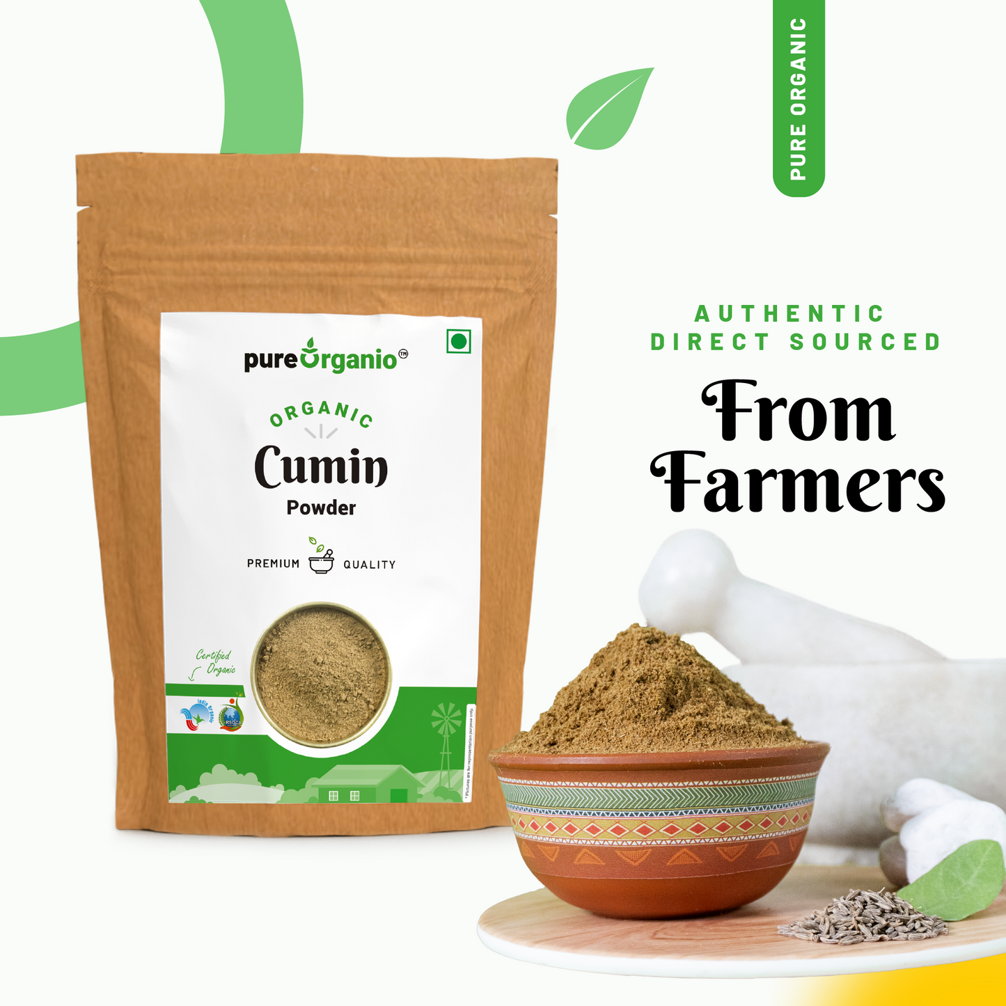 Pure Organio Organic Cumin Powder Jeera Powder