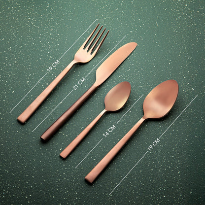Ellementry Enigma Rose Gold Cutlery Set of 4 Stainless Steel Food Grade Dishwasher Safe Spoon Fork Knife