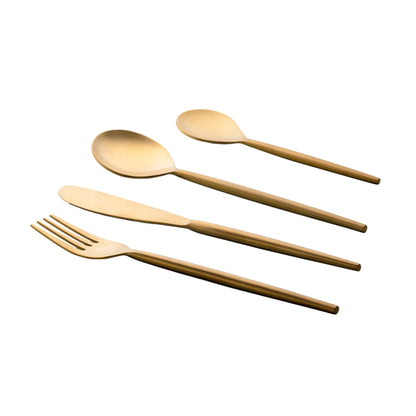 Ellementry Aurum Gold Hammered Cutlery Set of 4 Stainless Steel Food Grade Dishwasher Safe Spoon Fork Knife
