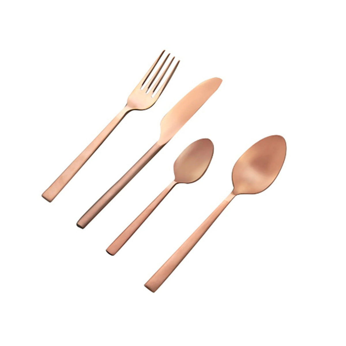 Ellementry Enigma Rose Gold Cutlery Set of 4 Stainless Steel Food Grade Dishwasher Safe Spoon Fork Knife