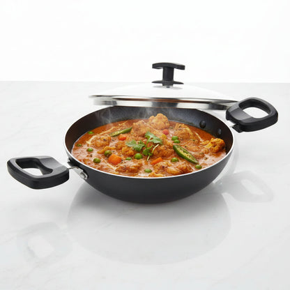 Judge by Prestige Everyday Non-Stick Kadhai with Glass Lid Low Oil Cooking Cool Touch Handles