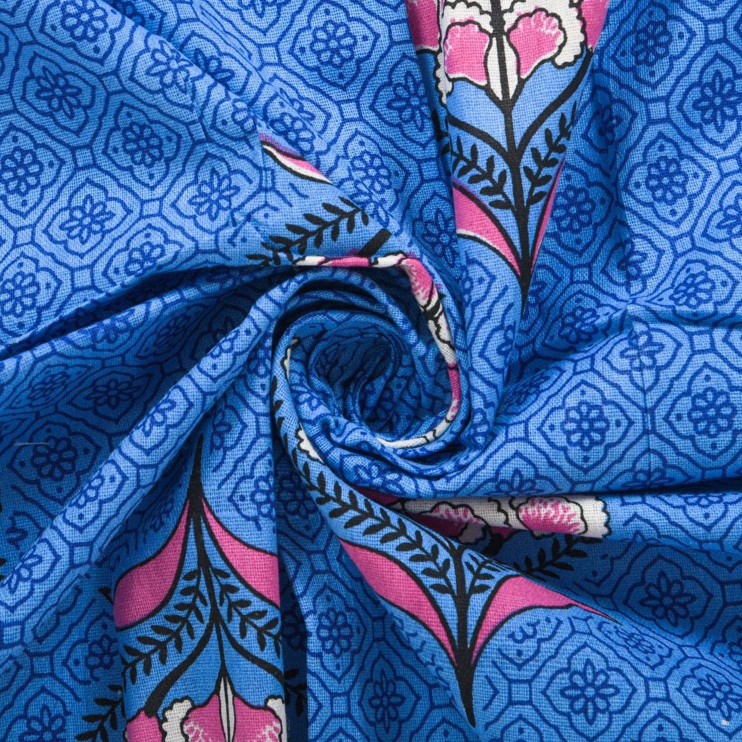 100% Pure Cotton Traditional Printed Bedsheet for Double Bed King Size Bedsheet with 2 Pillow Covers