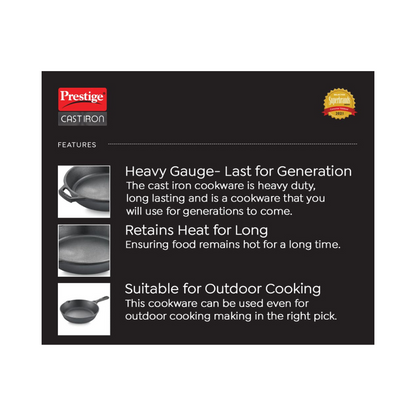 Prestige Cast Iron Fry Pan, 250 mm (Black)