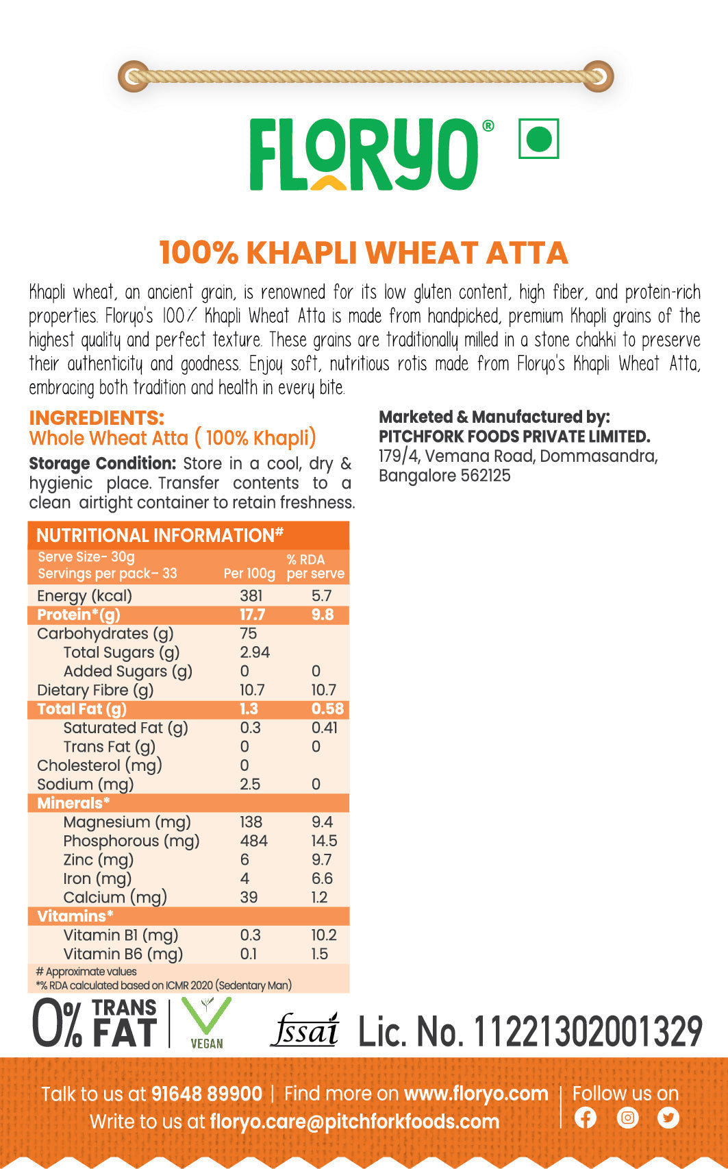 Floryo 100% Khapli Wheat Atta