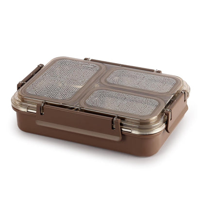 CELLO Tri Lunch Insulated Lunch Box , Brown - Set of 1