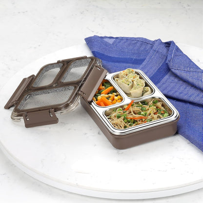 CELLO Tri Lunch Insulated Lunch Box , Brown - Set of 1