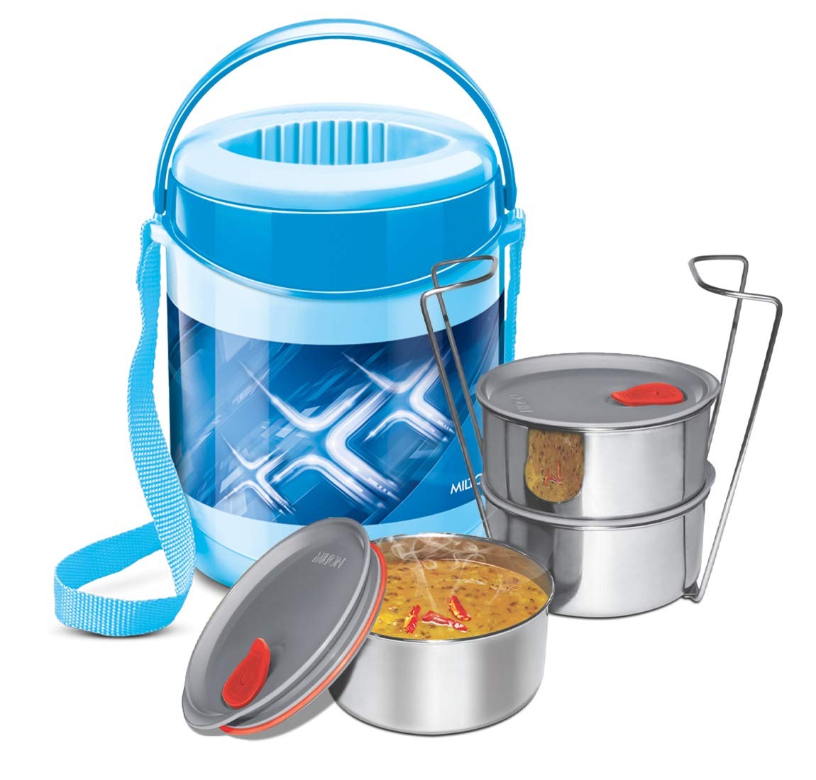 MILTON Econa Deluxe 3 Stainless Steel Containers with Steam Vent 260 ml