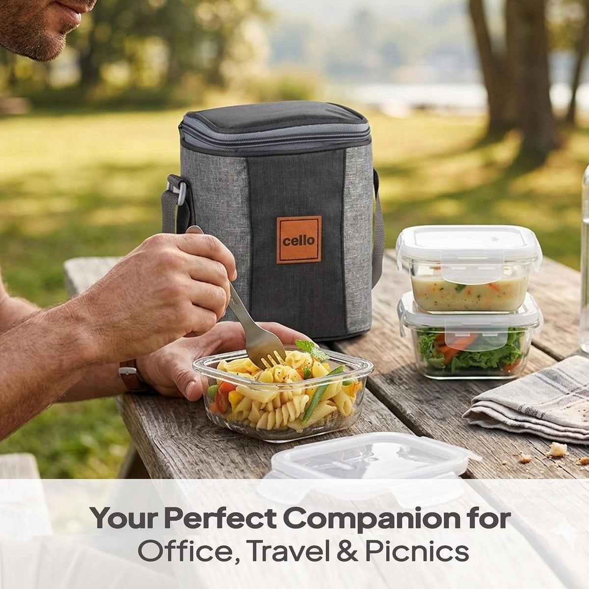 CELLO Glassy Square Lunch Box Set of 3 Pcs (320ml x 3)