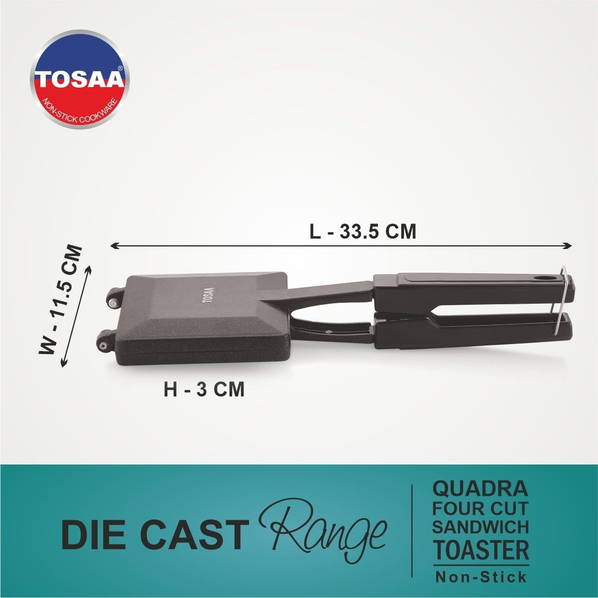 Tosaa Qudra 4-Cut Sandwich Toaster Gas Non-Stick
