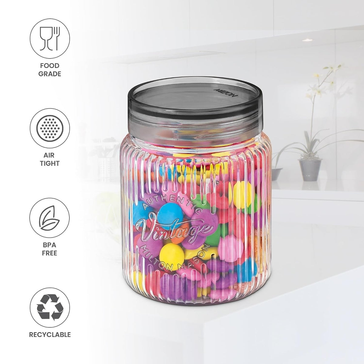 MILTON Olive Airtight Containers with Spoons for Kitchen Storage