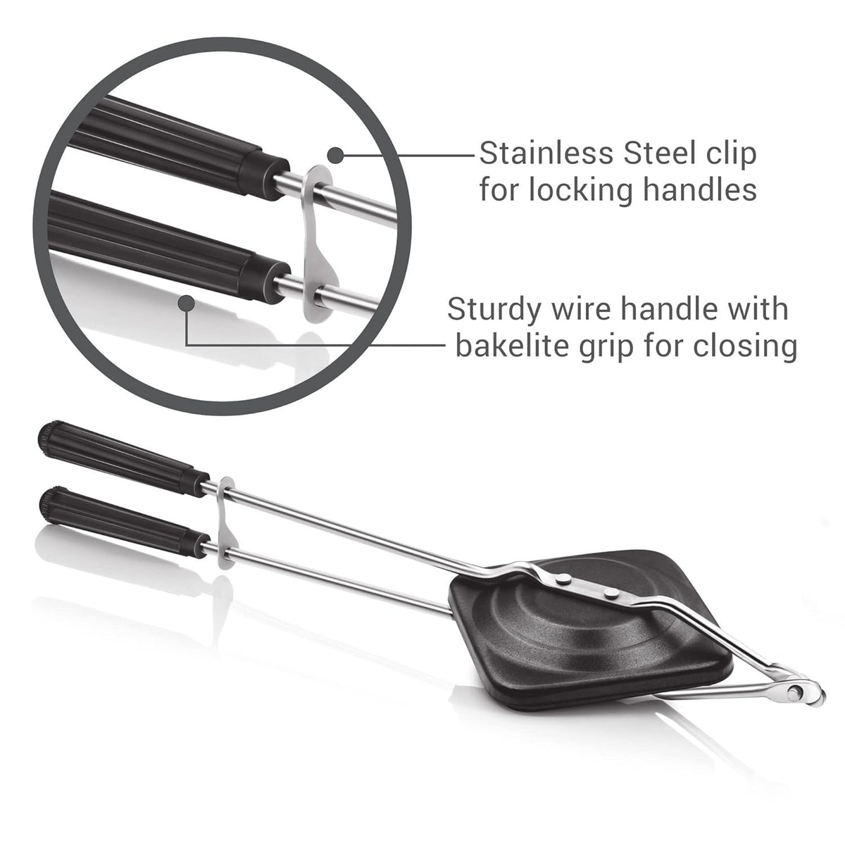 MILTON Pro cook Non-Stick Aluminium Sandwich Gas Toaster, 14 cm