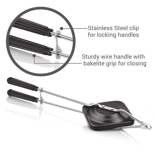 MILTON Pro cook Non-Stick Aluminium Sandwich Gas Toaster, 14 cm