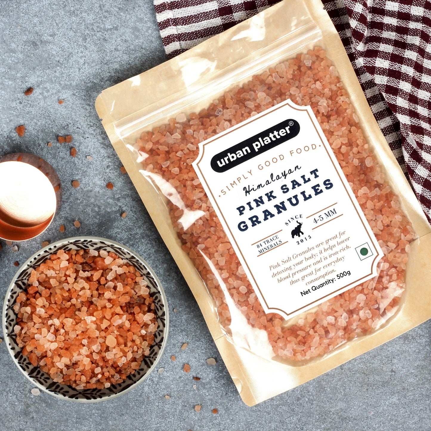 Urban Platter Pink Himalayan Rock Salt Granules - 500 gms