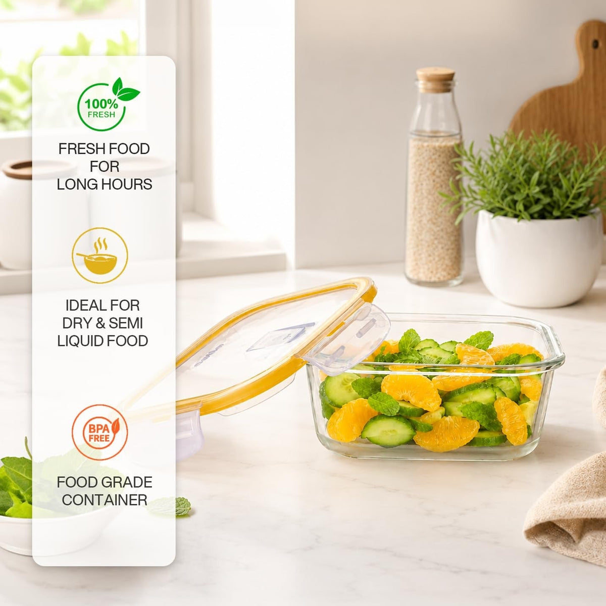 CELLO Fit & Fresh Square Lunch Box Container For Daily Use 320 ml