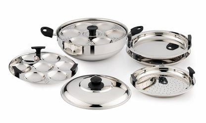 Pigeon Regal Plus Capsulated Bottom Multi Kadai with Idly, Steamer & Dhokla Plates