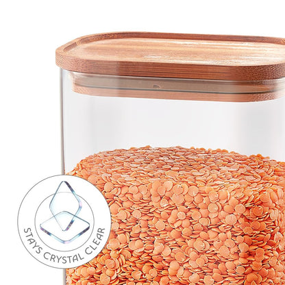 Borosil 1.3L Storage Jar Set with Bamboo Lid