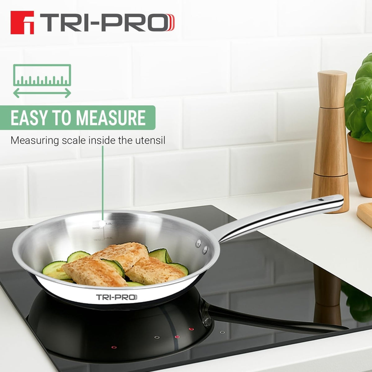 Kraft Futuretec Triply Stainless Steel Cookware Set of 3 Pcs | 2.4 L Kadai (22 cm)