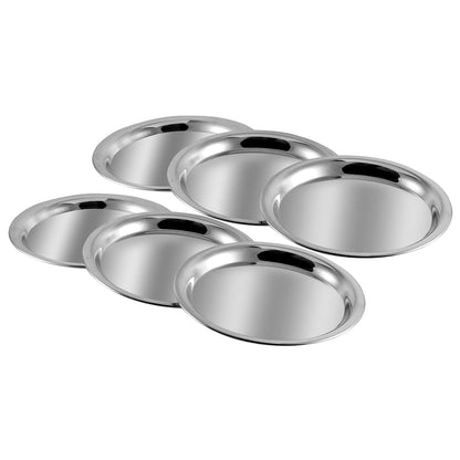 Vinod Kraft Round Stainless Steel Thali Set of 6 Pcs (30 Cm Dia)