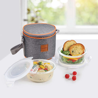 Cello Royale Glass Lunch Box Set of 2 Vertical