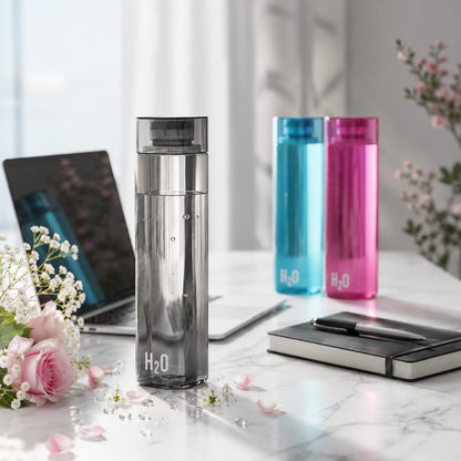 H2O Water Bottles Set of 3 Pcs For Daily Use, 1000ml Each Multicolor