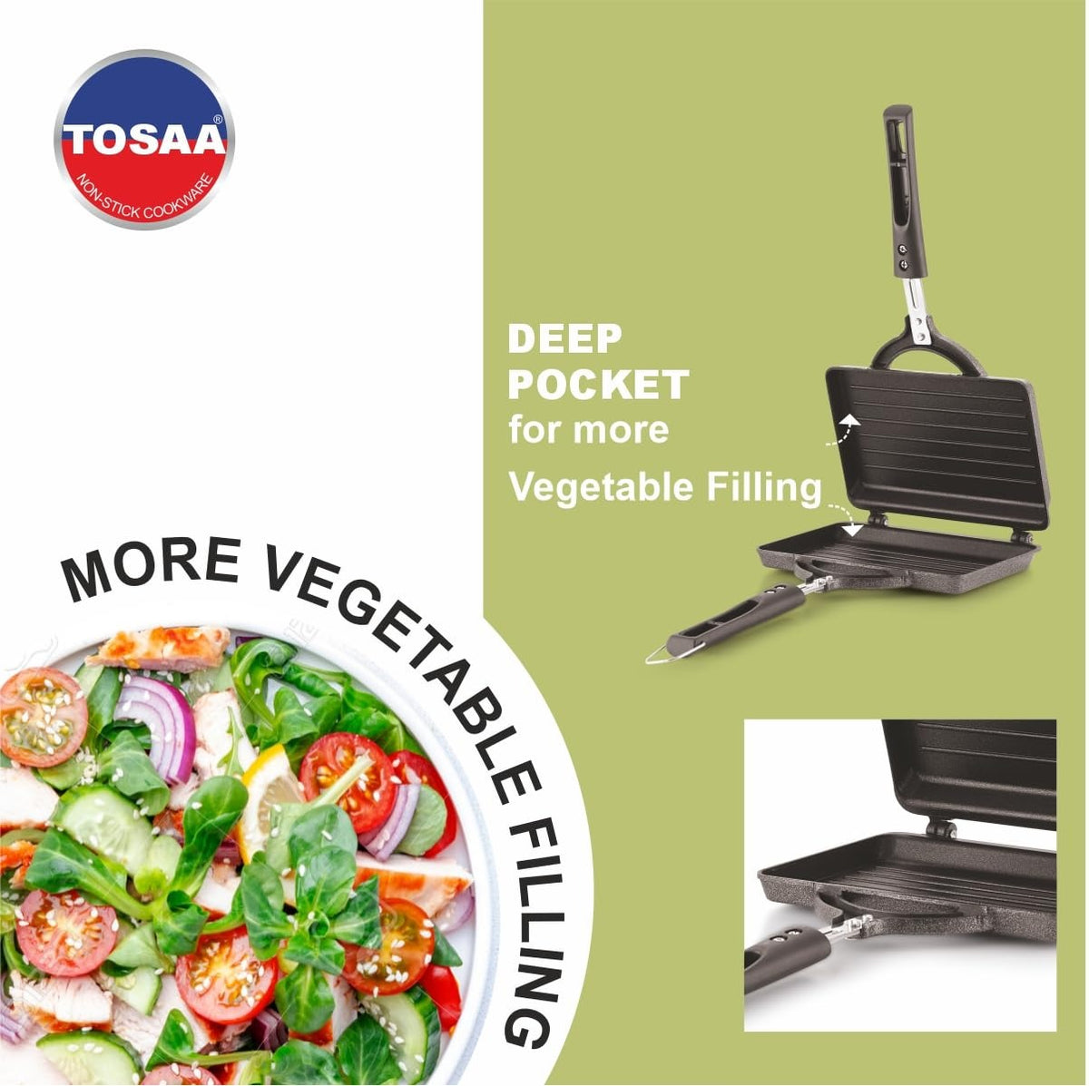 Tosaa Twin Super Jumbo Grill Sandwich Toaster Non-Stick (Version B)