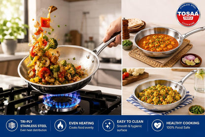 Tosaa Triply Tapper Fry Pan 18cm with Pile Handle 800ml