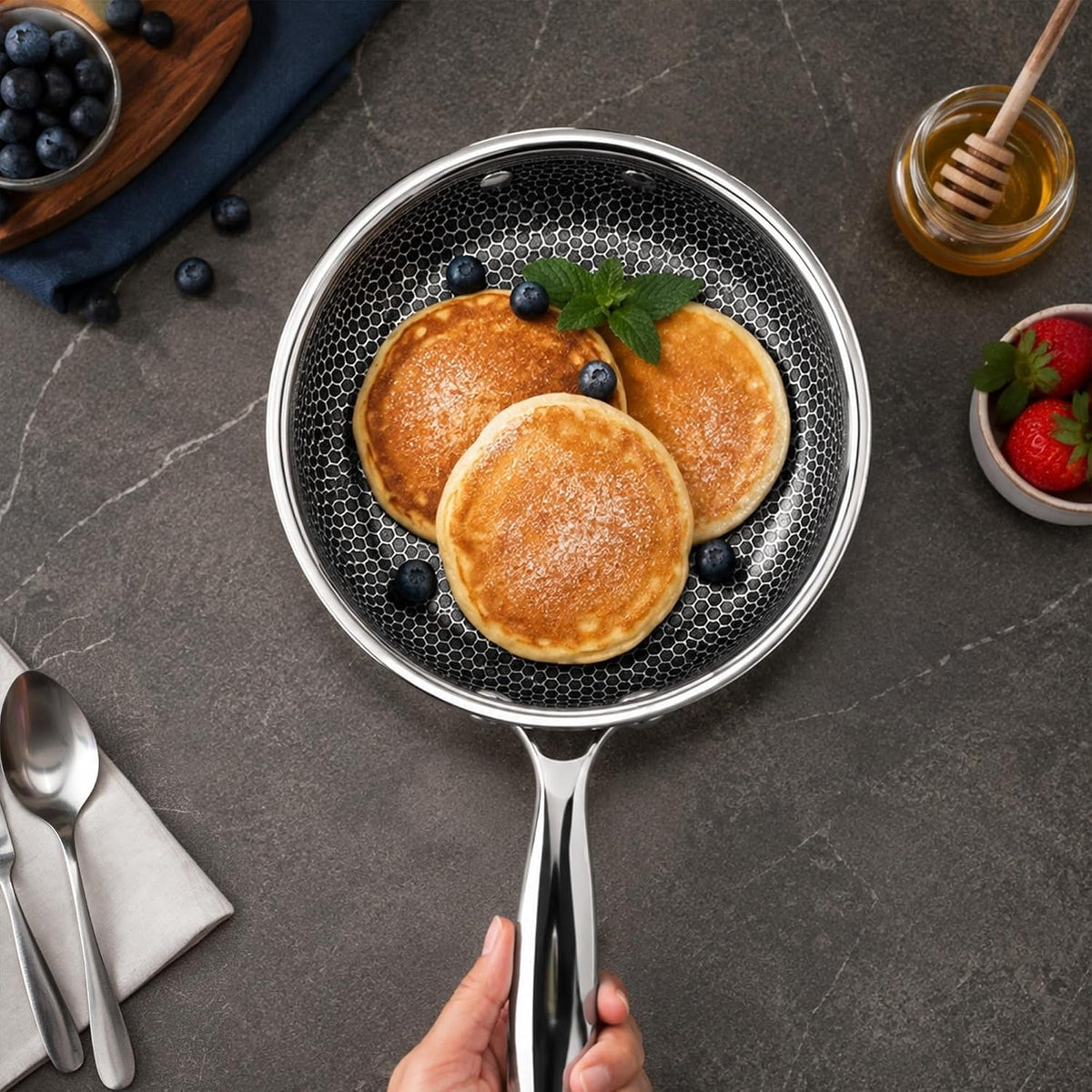 MILTON Pro cook Induction Cookware & Gas Stove Friendly Triply Hexa Tech Mini Fry Pan 14 cm