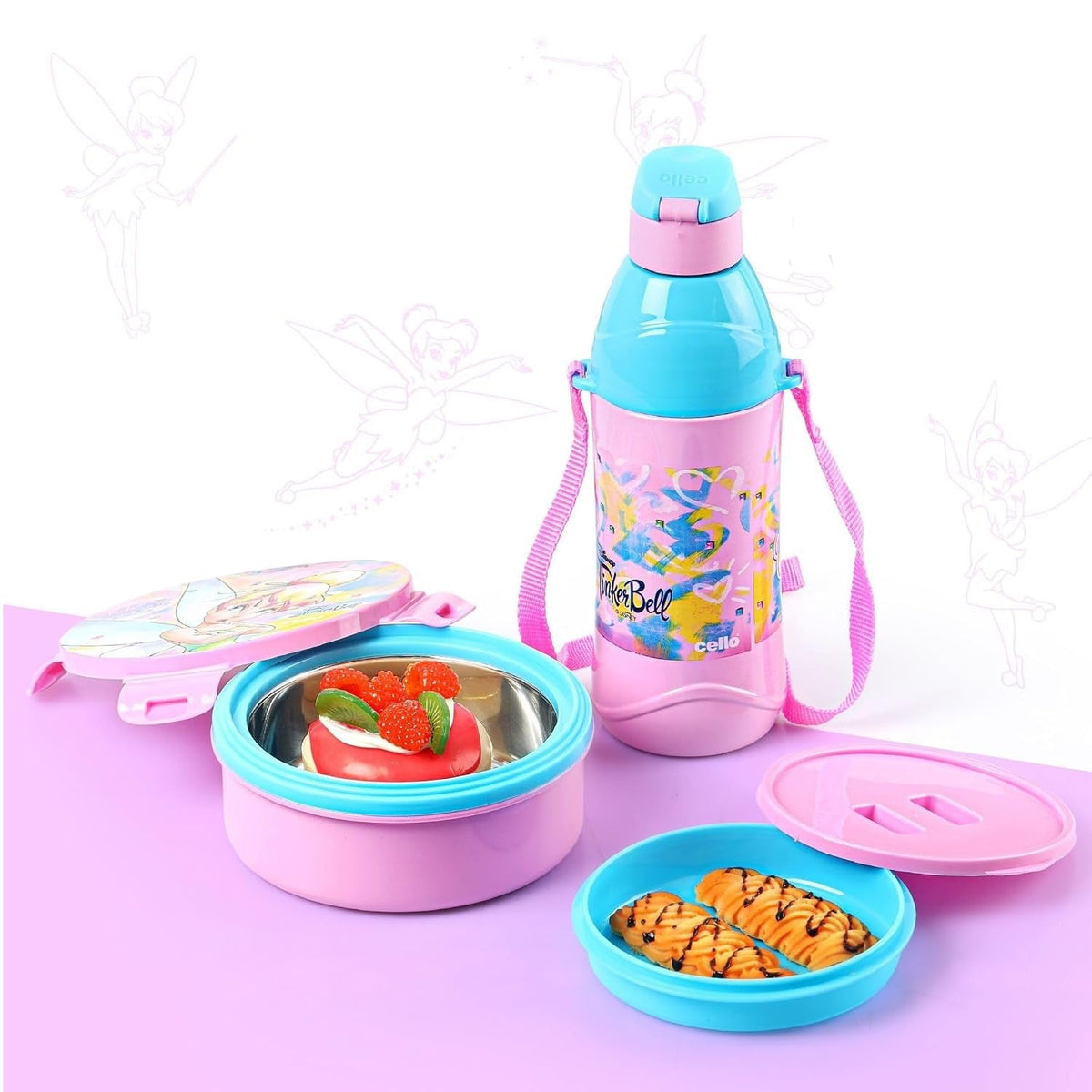 CELLO Tiffy Tinker Bell Gift Set Insulated Lunch Box & Water Bottle for Kids
