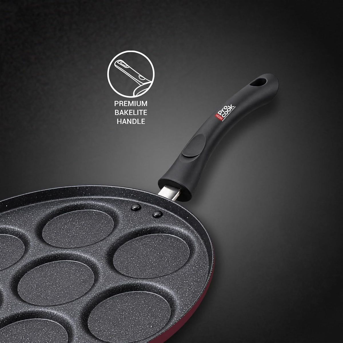 MILTON Pro cook Induction Cookware & Gas Stove Friendly Granito 7-Pit Multi Snack Pan 26cm
