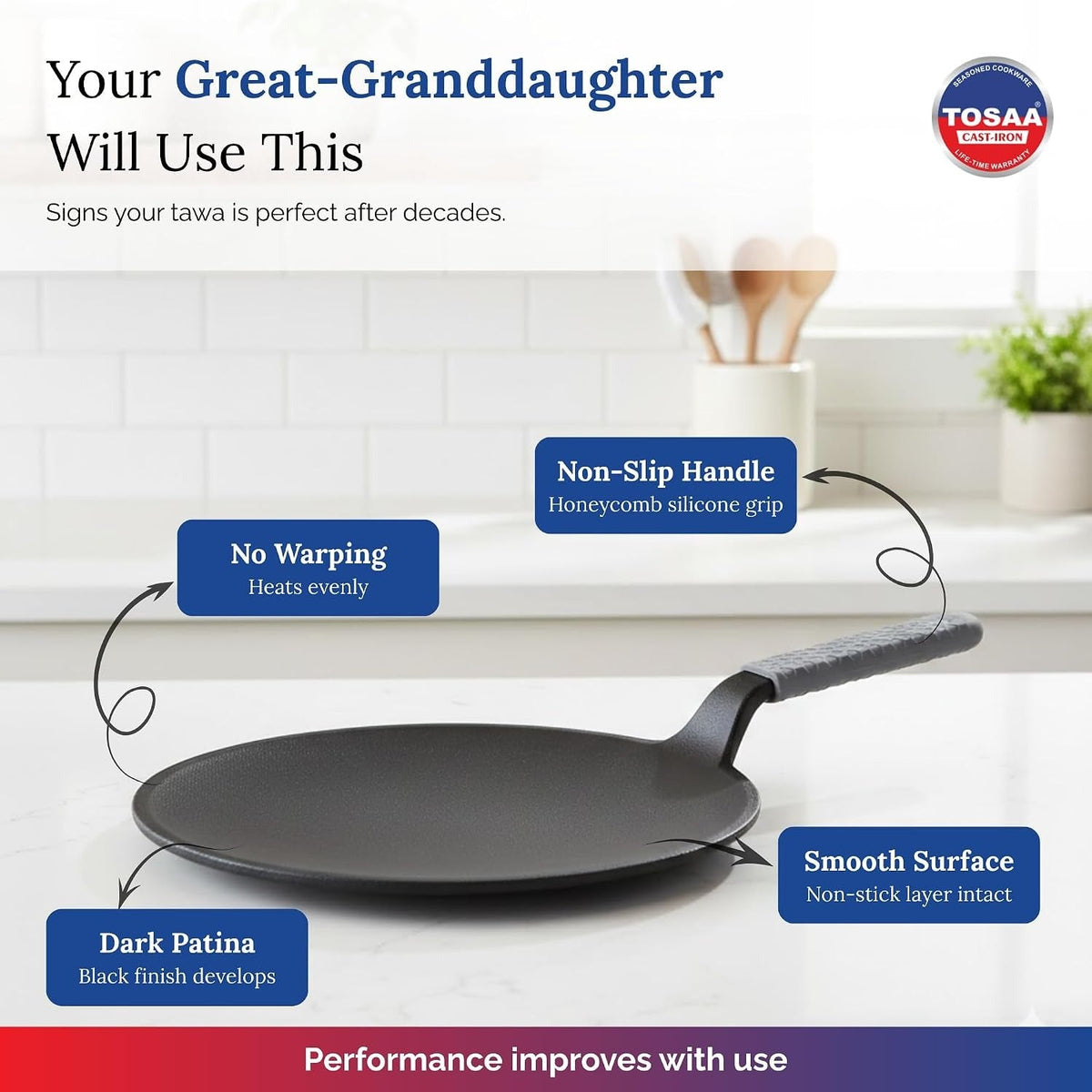 Tosaa Cast Iron Roti Tawa Big 26cm
