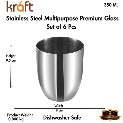 Kraft Stainless Steel Juice Glass Mirror Finish for Juice Water Milk